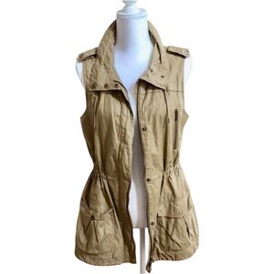 Lafayette 148 Tan Safari Cargo Multi Pocket Vest Sz P